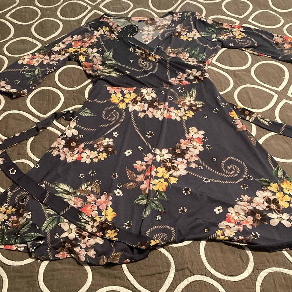 Floral Blue-Gray Midi Dress